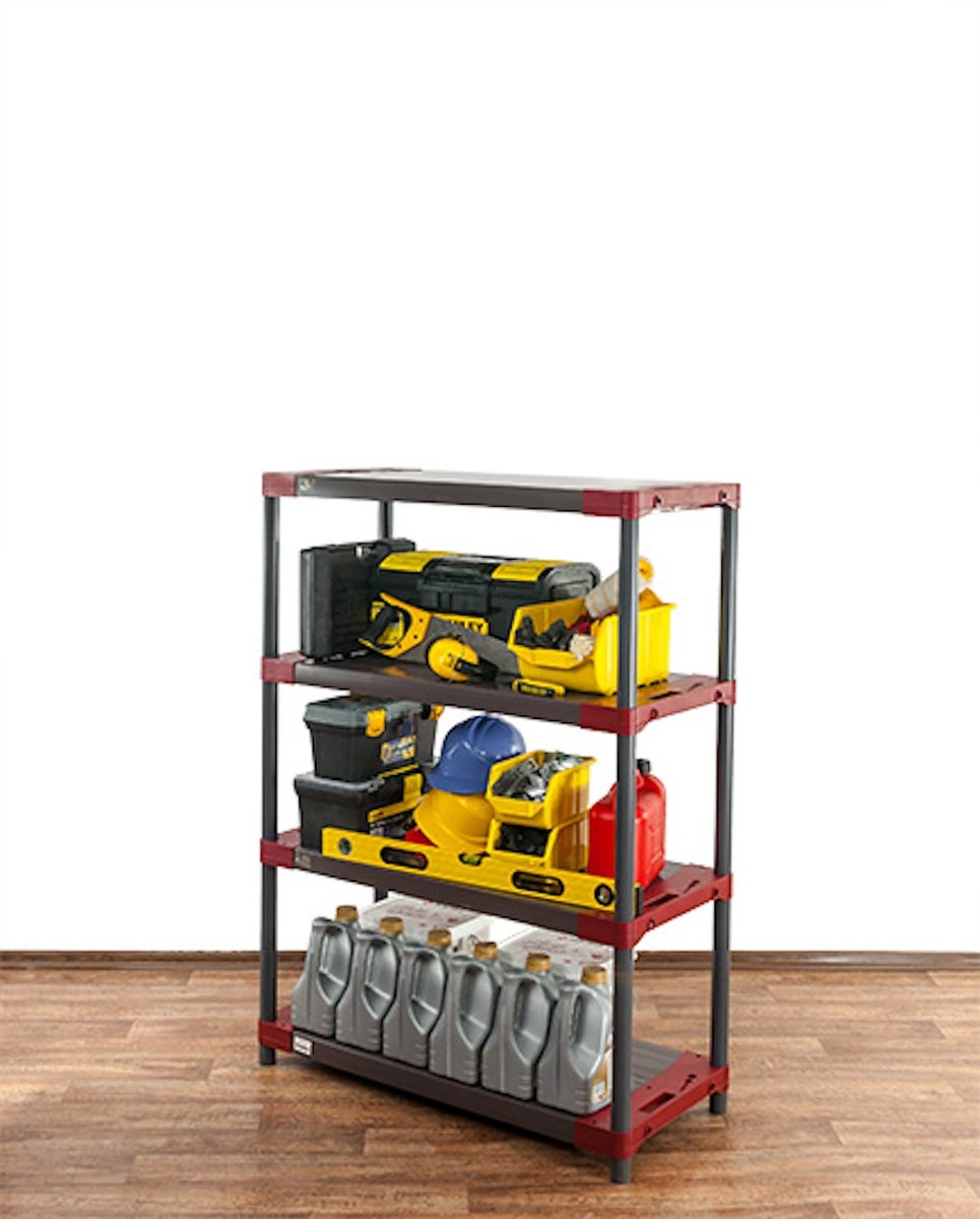 PROREGAL Plastic Plank Big Grey Bear Laag HxBxD 138 x 100 x 46 cm Plank Draagvermogen 160 kg Grijs/Rood