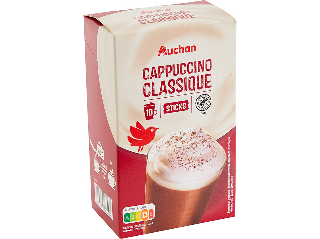 CAFÉ AUCHAN SOLÚVEL CAPPUCCINO SAQUETAS (14GX10UN) 140G