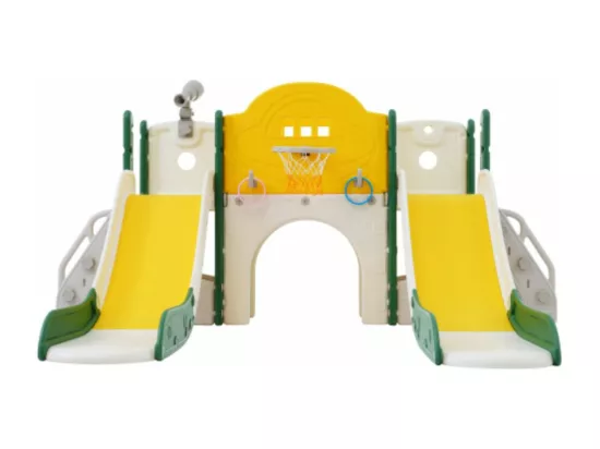 Toboggan 8 en 1 pour enfants, jeu d'escalade multifonctionnel avec 2 toboggans