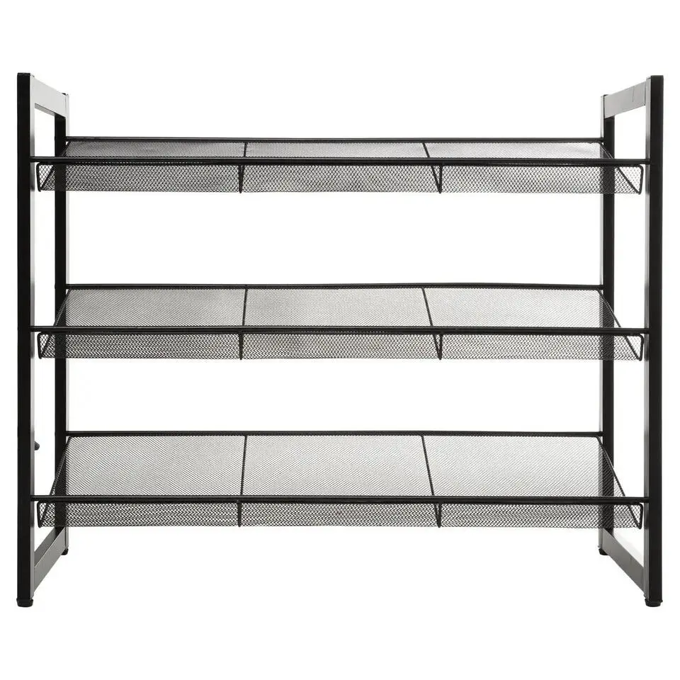 5Five Schoenenrek - 9 paar schoenen - zwart - metaal - 72 x 62 cm