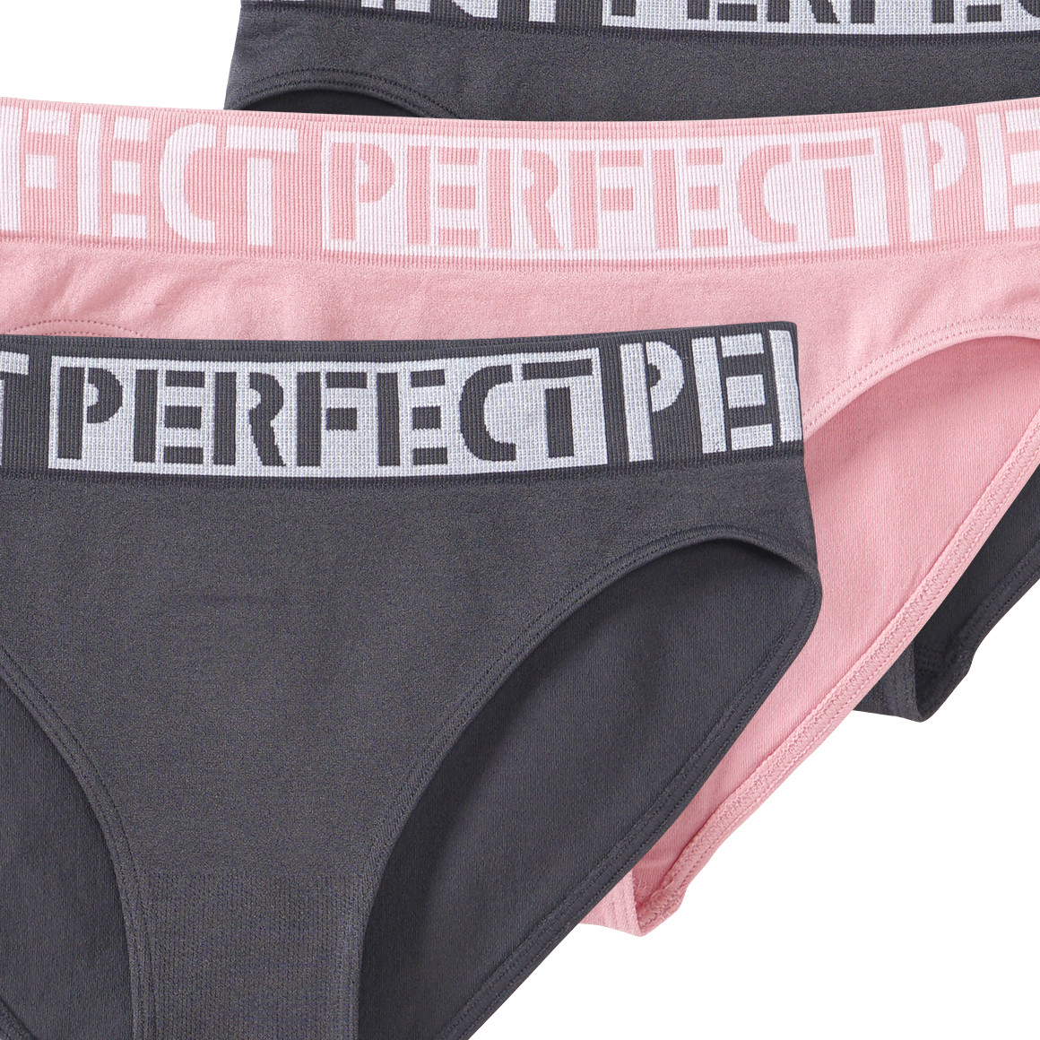 Yigga 3 Mädchen Slips in Seamless-Qualität rosa / dunkelgrau