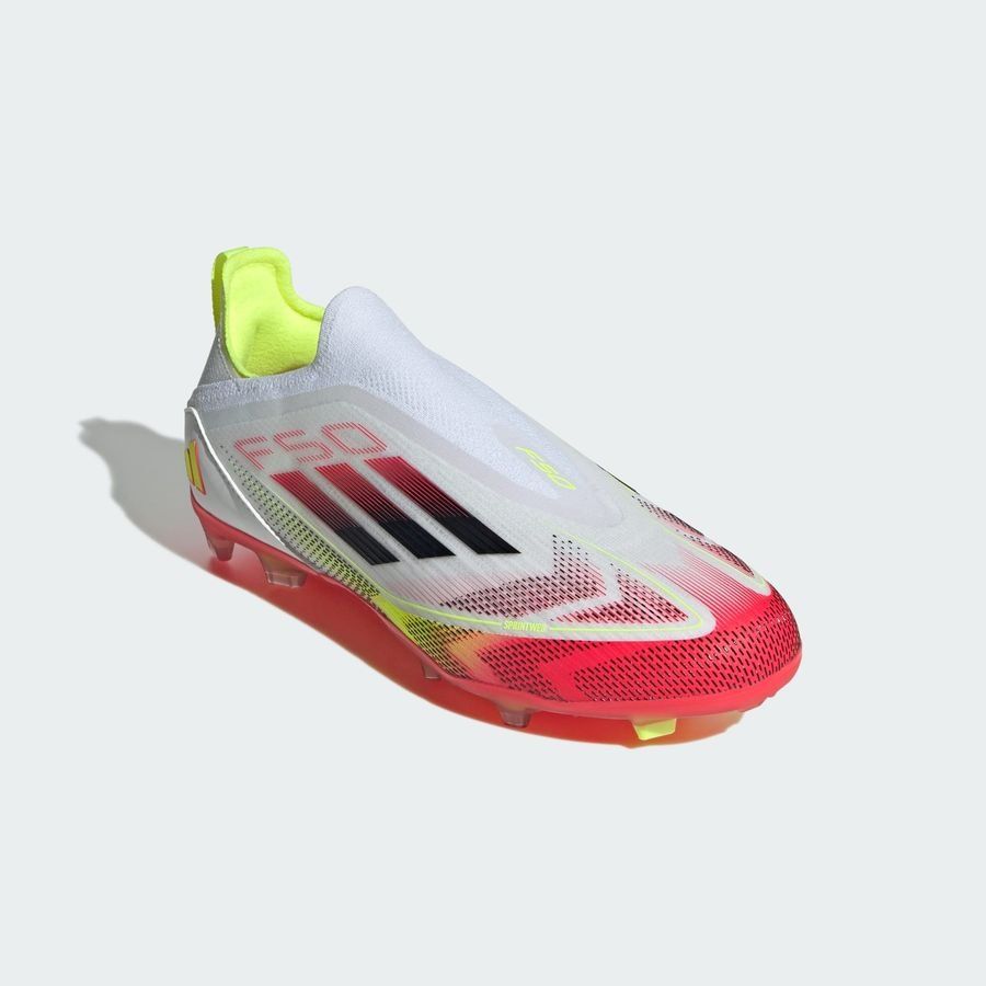 adidas F50 Elite Laceless FG Pure Victory - Blanc/Noir/Jaune Enfant
