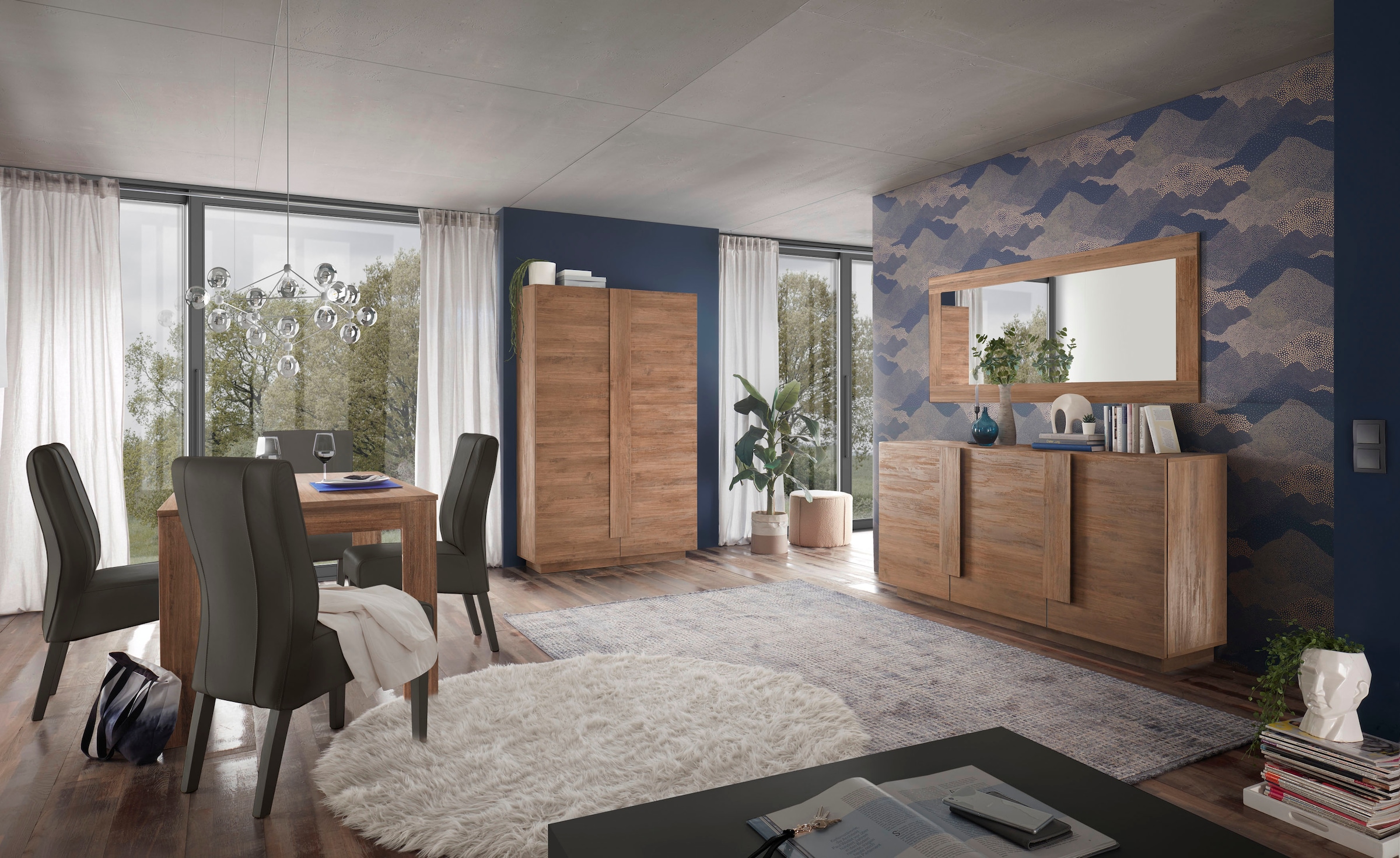 INOSIGN Mehrzweckschrank »Jupiter, Höhe 193 cm, Stauraumschrank 2 Türen - Soft Closing,« Highboard, moderne Griffblende, FSC®, cleveres Stauraumkonzept