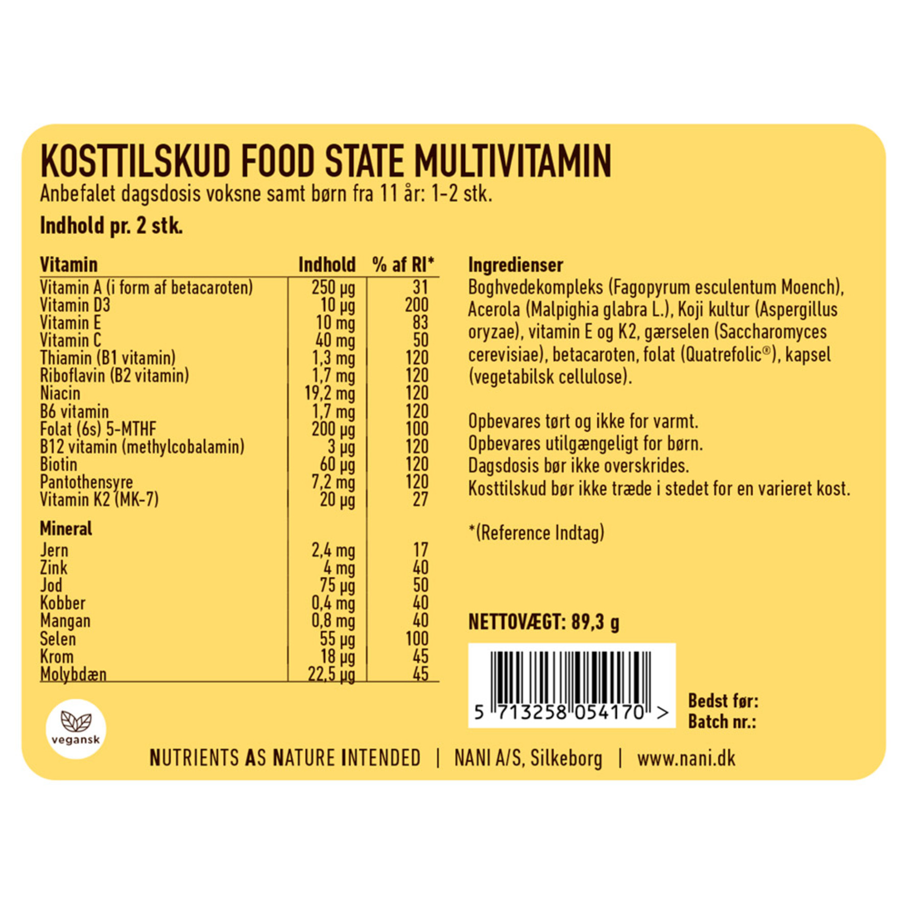 Nani Multivitamin Food State 150 kaps