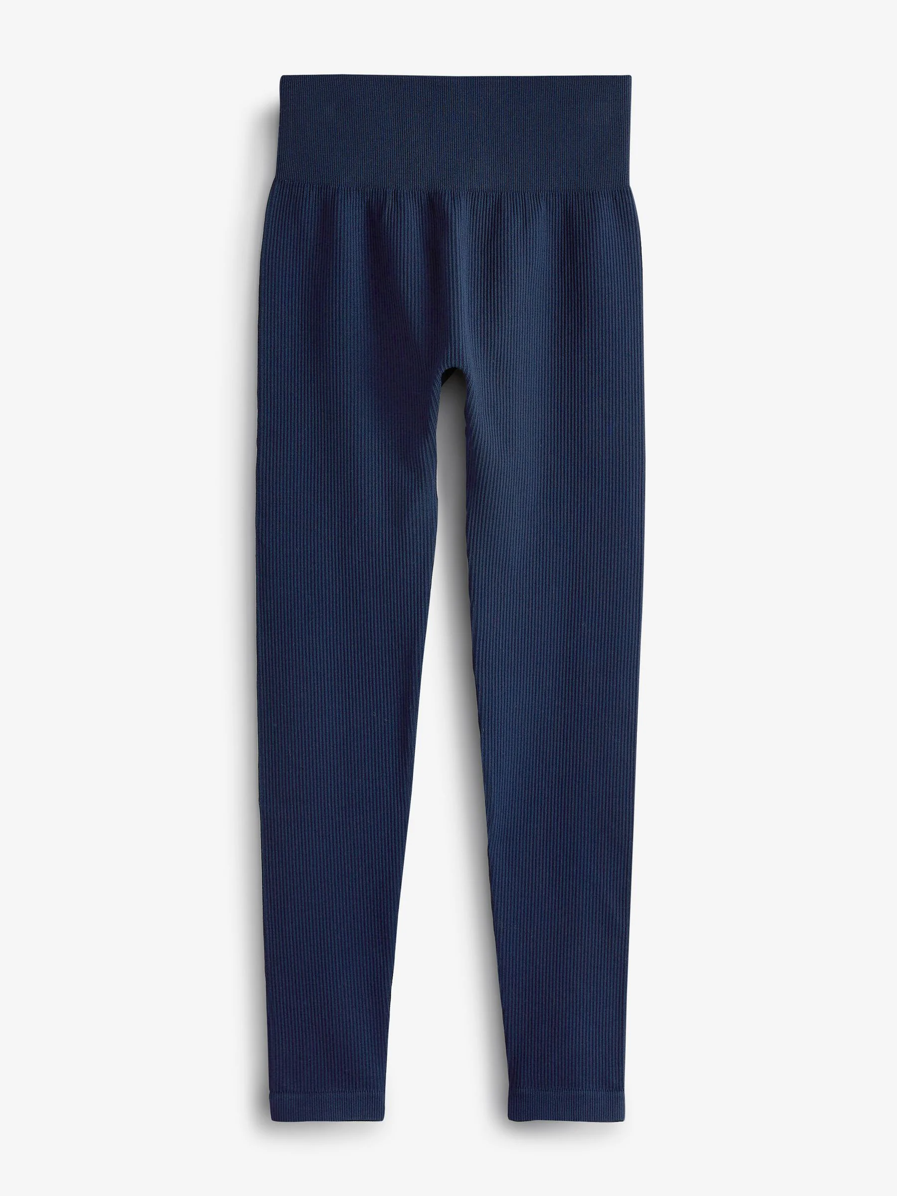 Donkerblauw - Geribbelde naadloze legging met hoge taille
