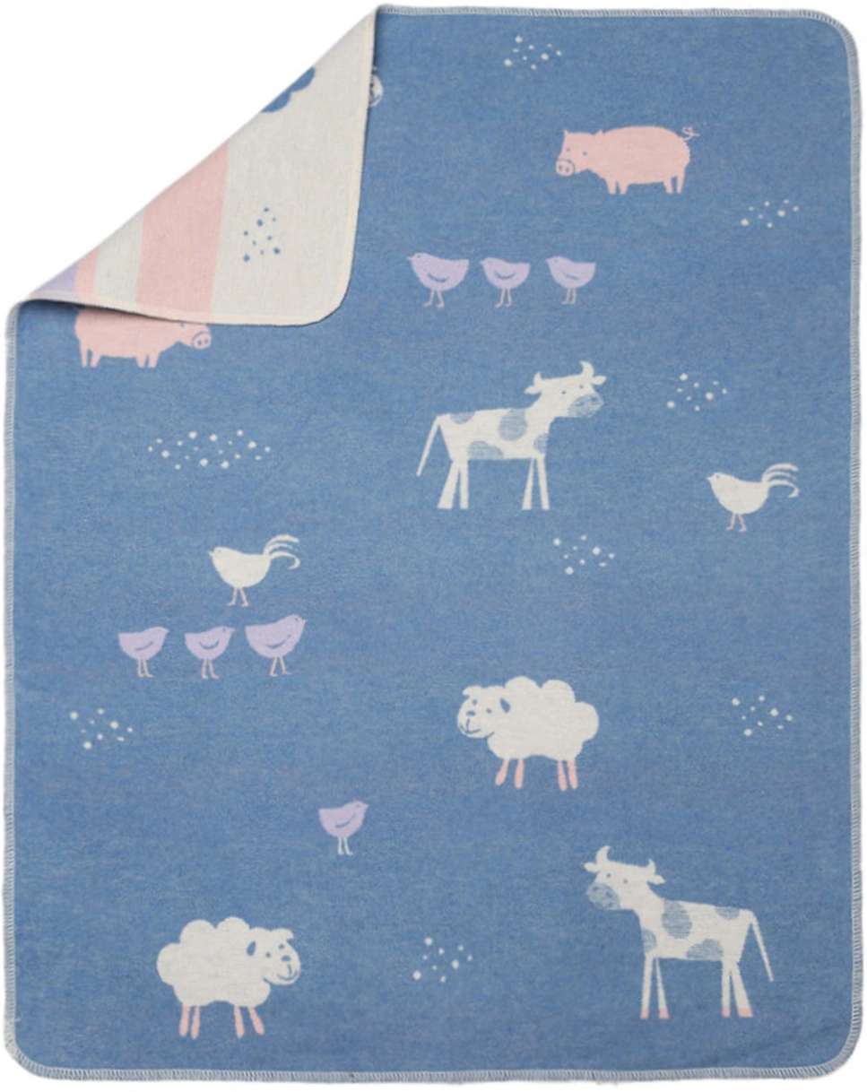 Babydecke JUWEL - FARM (70x90) in blau