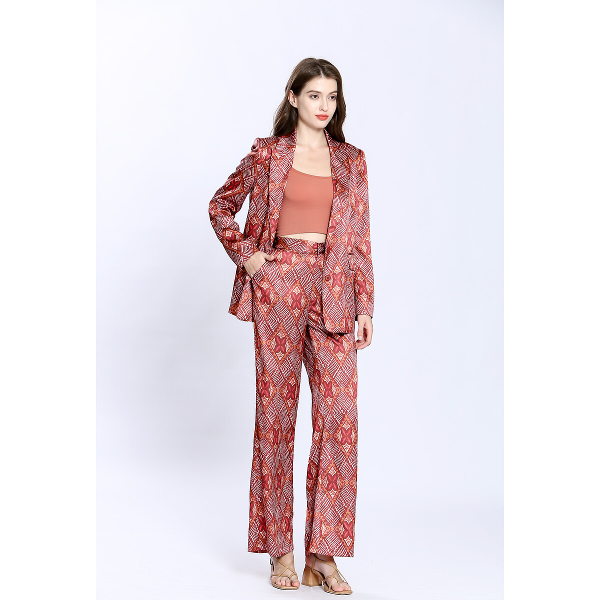 ATÉ BREVE<br>Calças retas estampadas