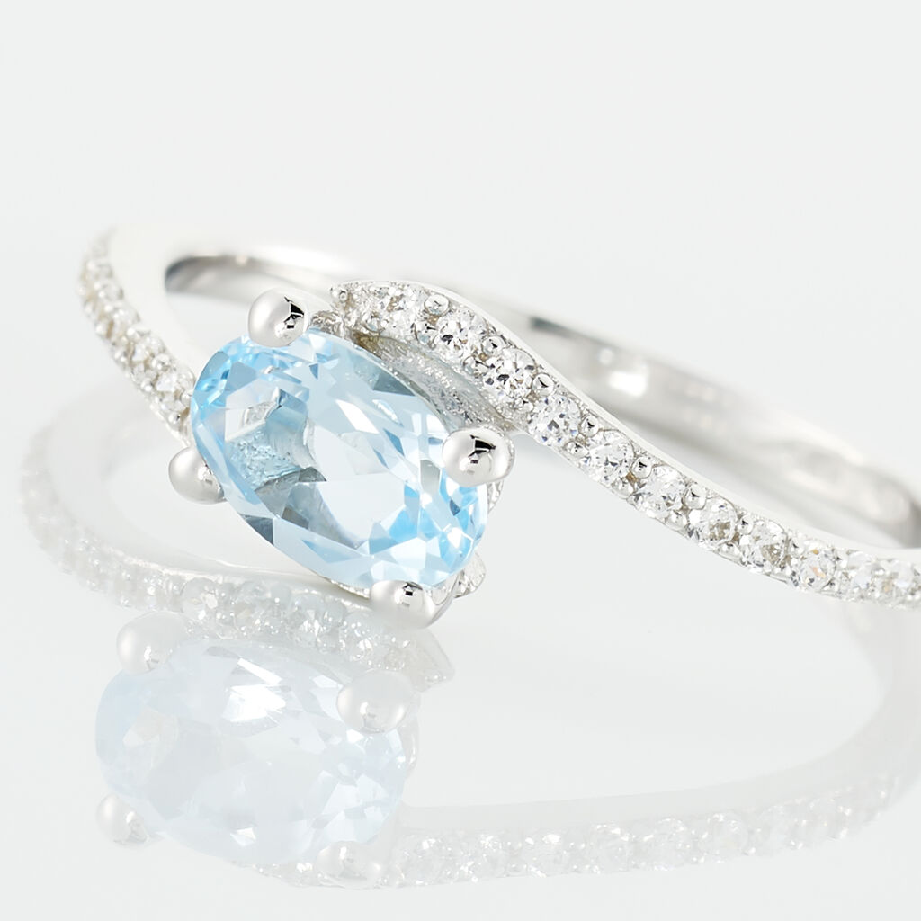 Bague Loriane Or Blanc Topaze Et Oxyde De Zirconium
