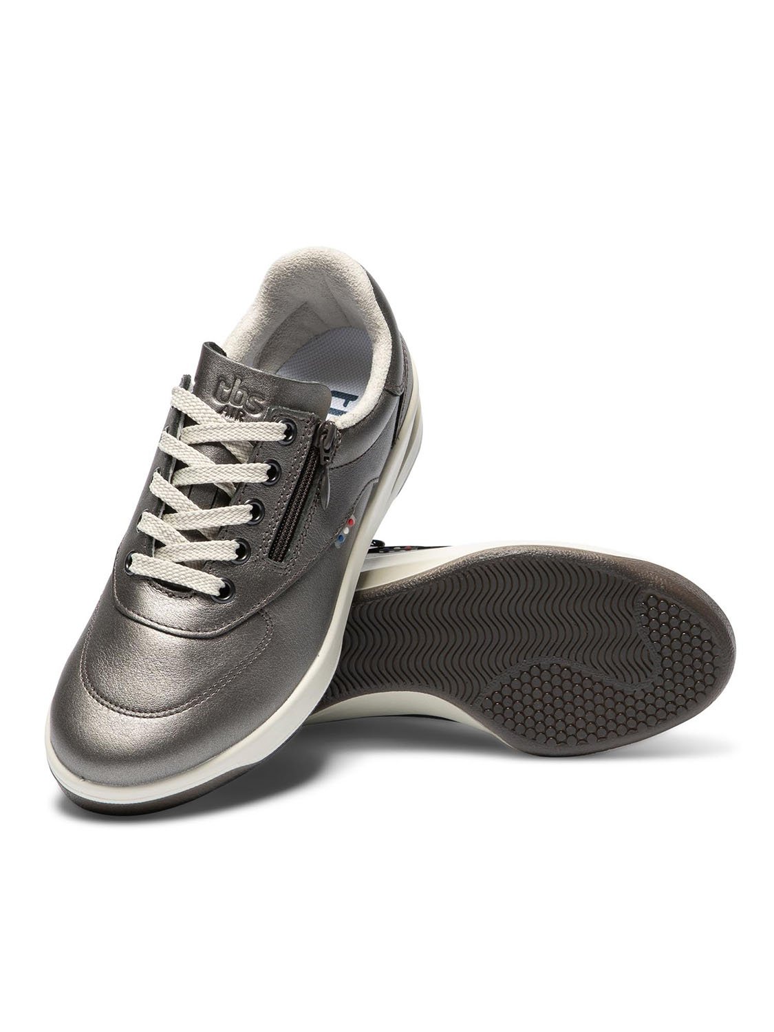 Baskets Femme Zippées Dessus Cuir Gris Anthracite