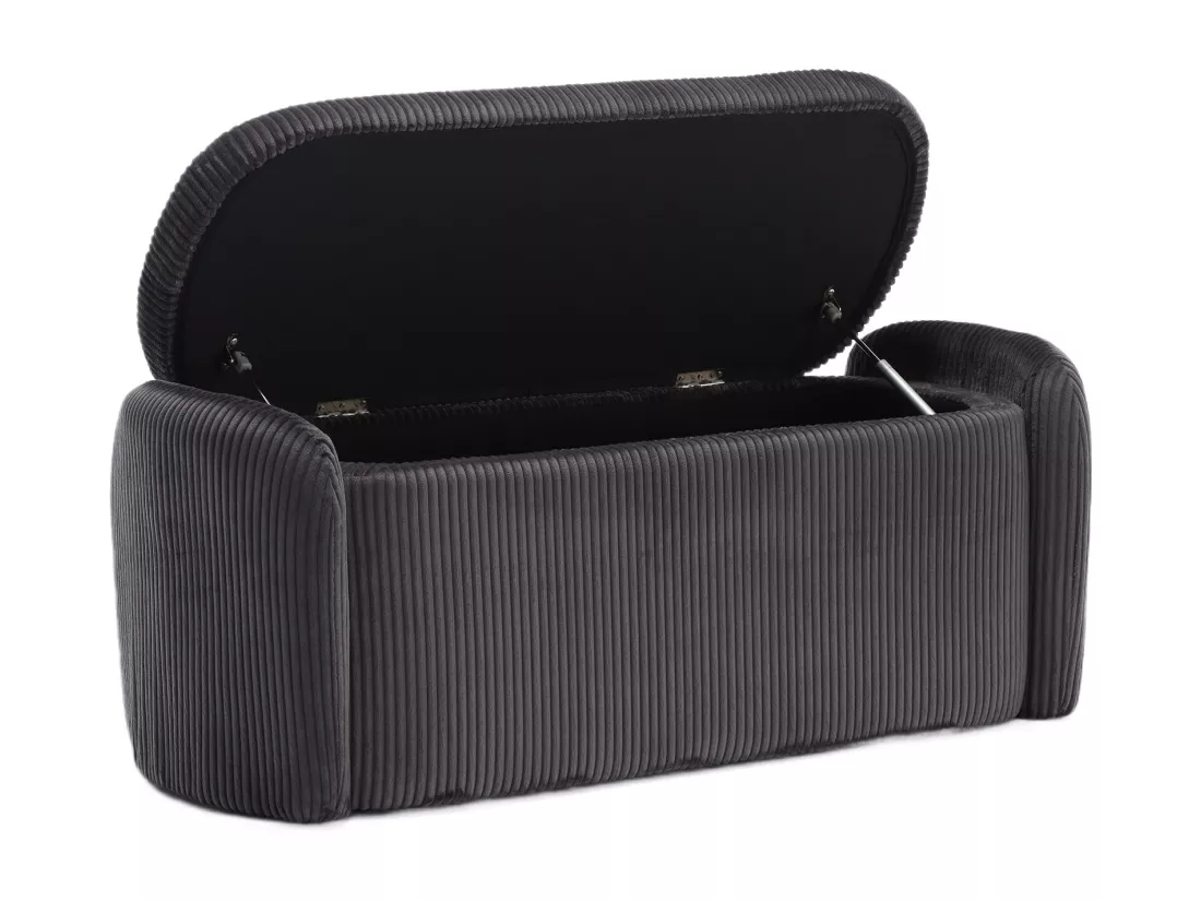 Tabouret de rangement en velours rayé, confortable et polyvalent, idéal pour le salon et la chambre,noir