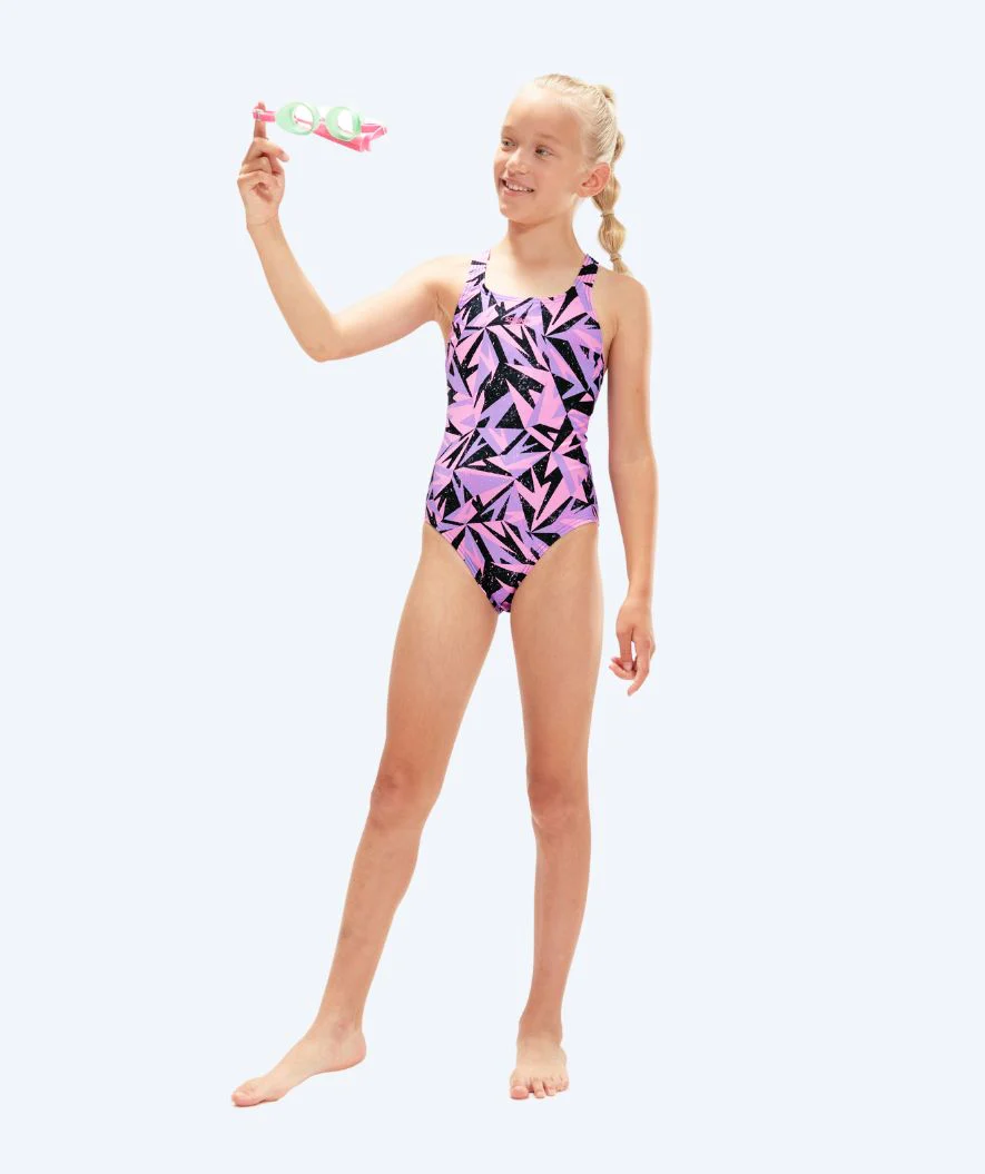 Speedo badedragt til piger - Hyperboom Allover Medalist - Lyserød/sort
