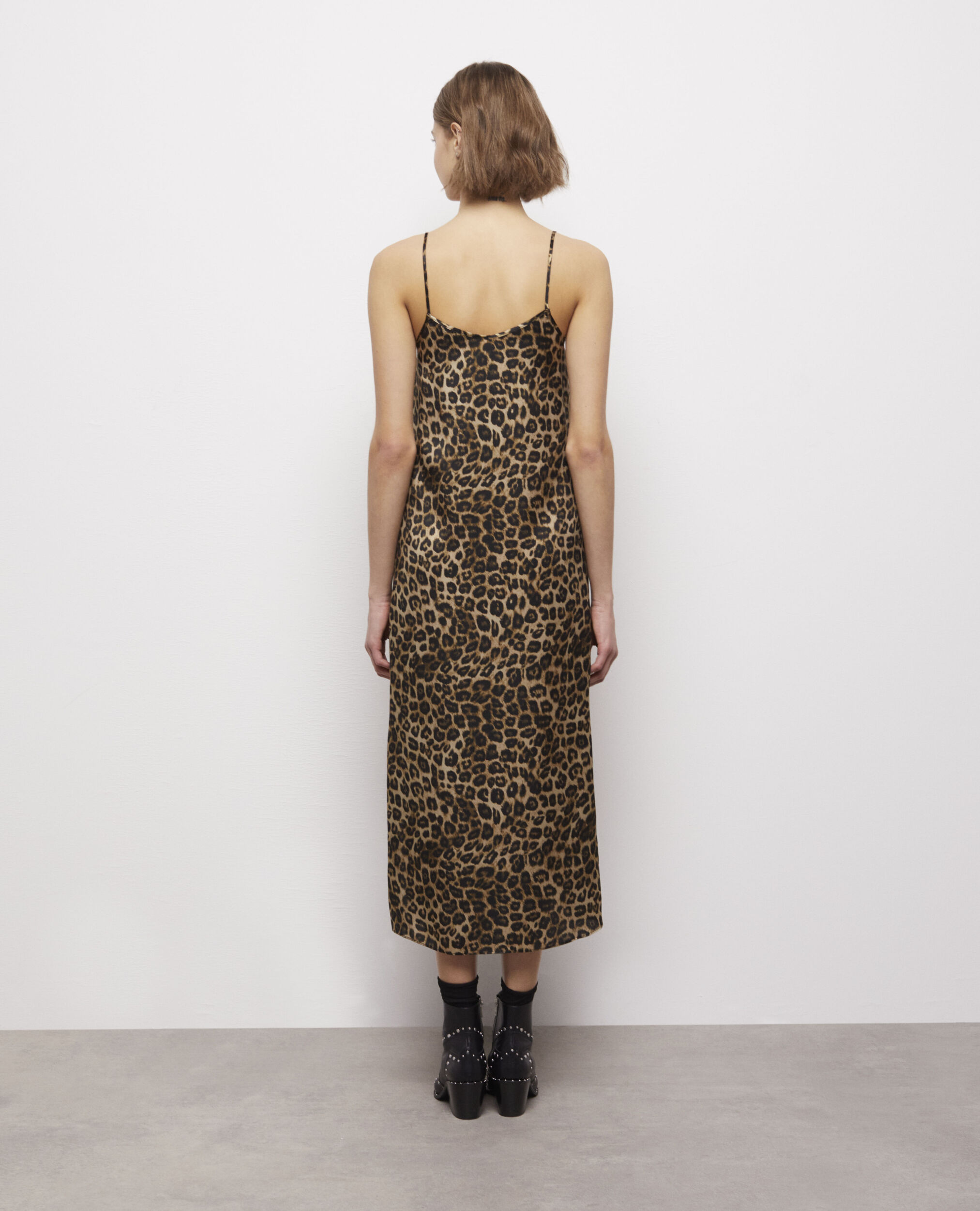 Robe longue en soie léopard