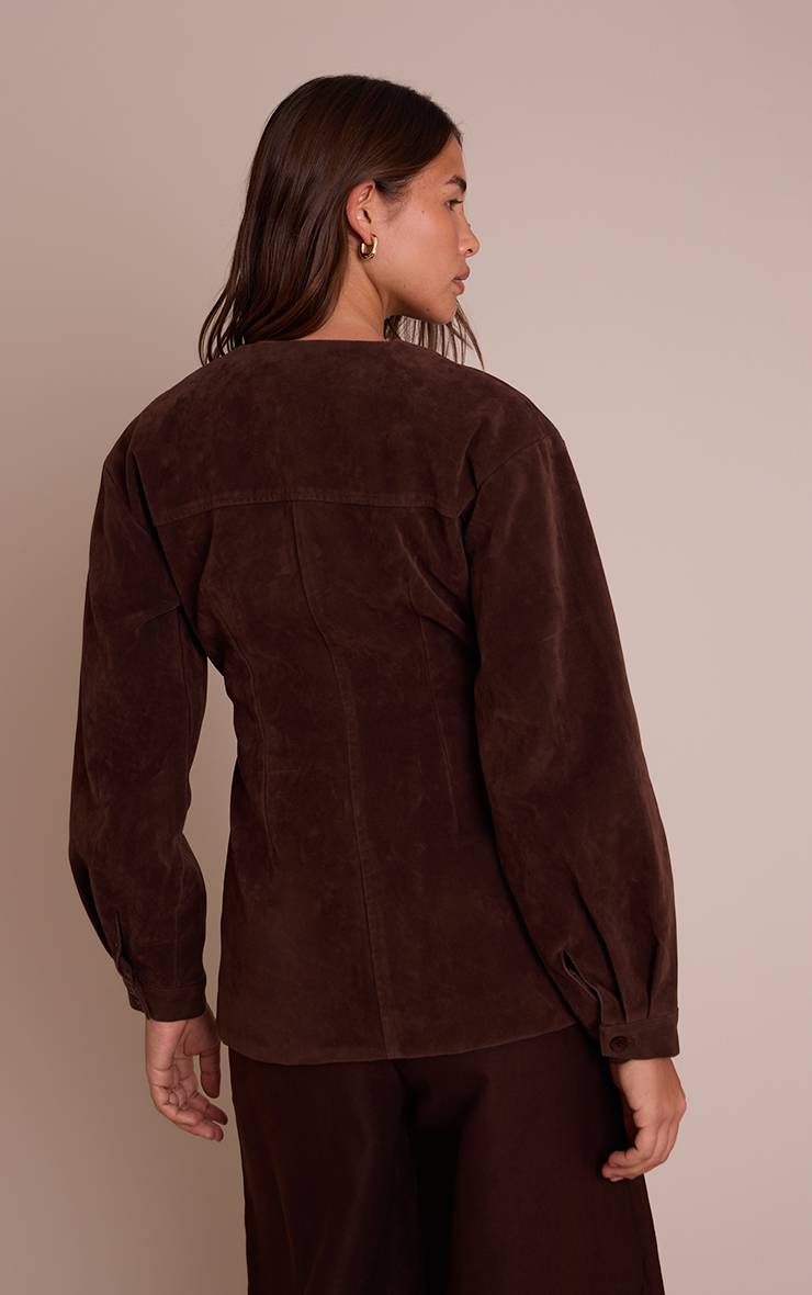 Chocolat Blazer Asymétrique En Synthétique