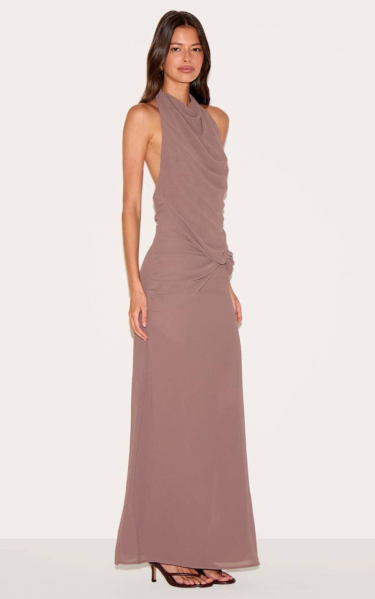 Champignon Robe Longue En Mousseline Avec Détail Torsadé