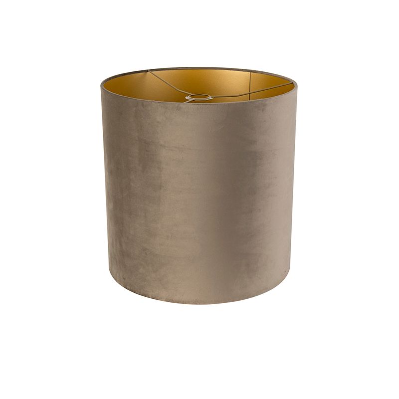 Velours lampenkap taupe 40/40/40 met gouden binnenkant