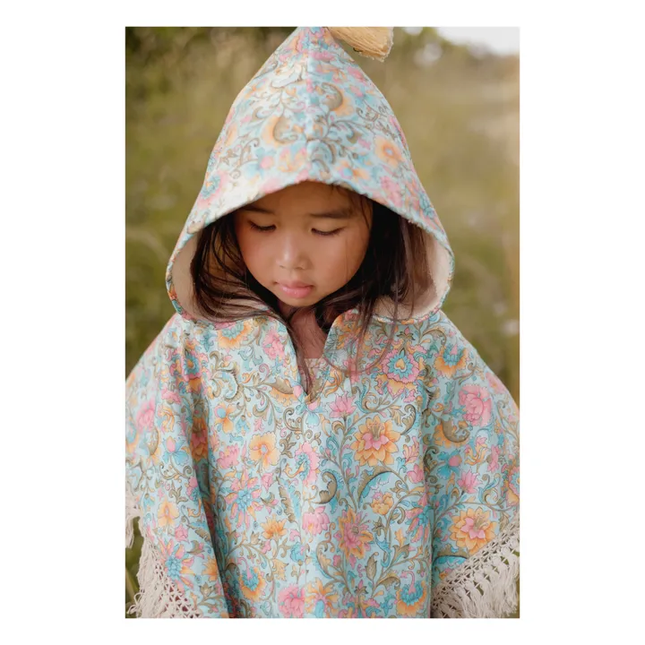 Louise Misha Poncho de bain Mael en coton bio | Vert d'eau