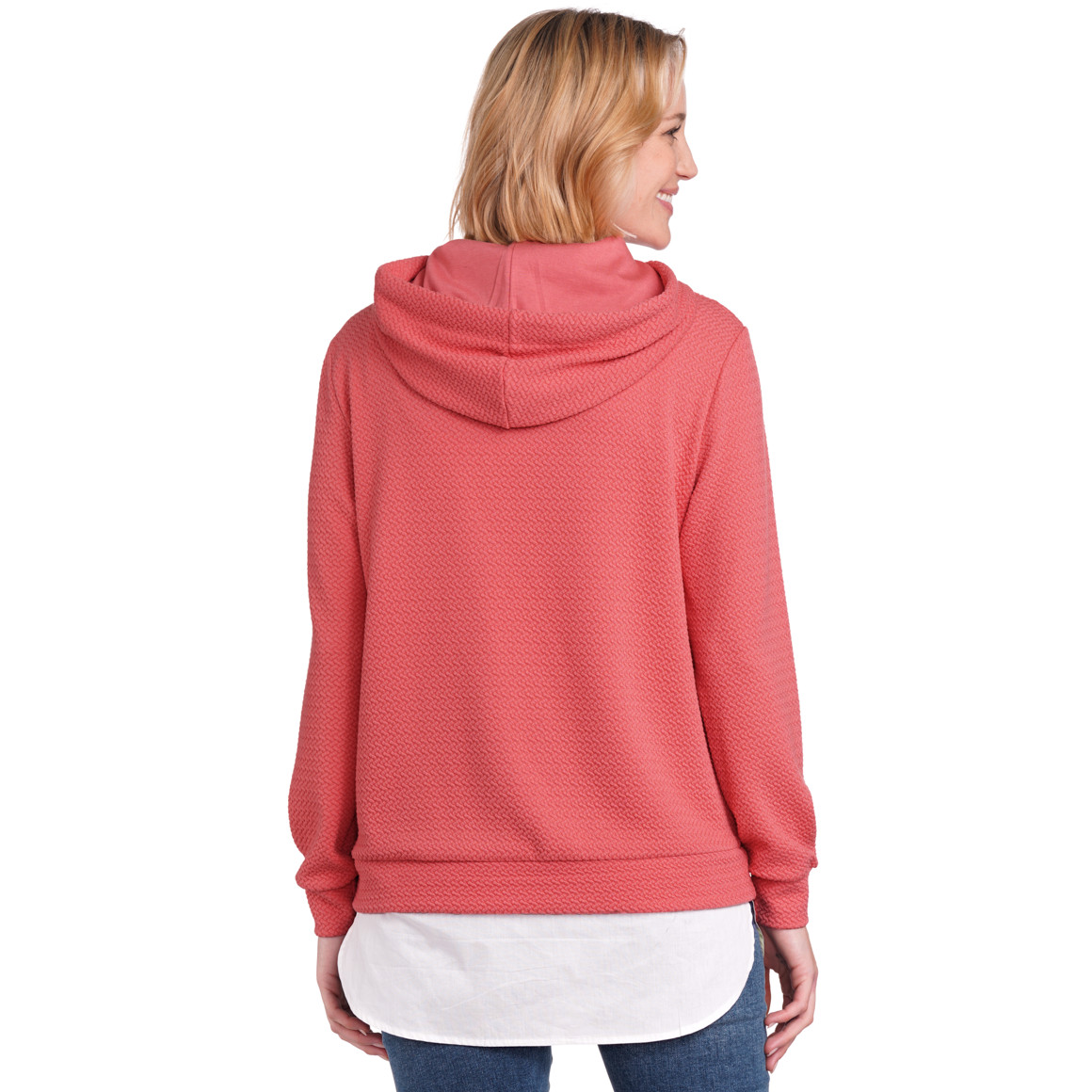 Gina Benotti Damen Hoodie mit Bluseneinsatz hellrot