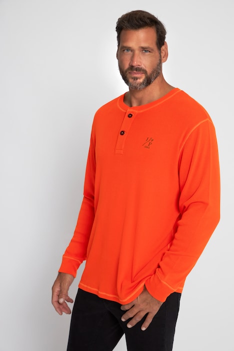 Henley, Basic, Langarm, Knopfleiste