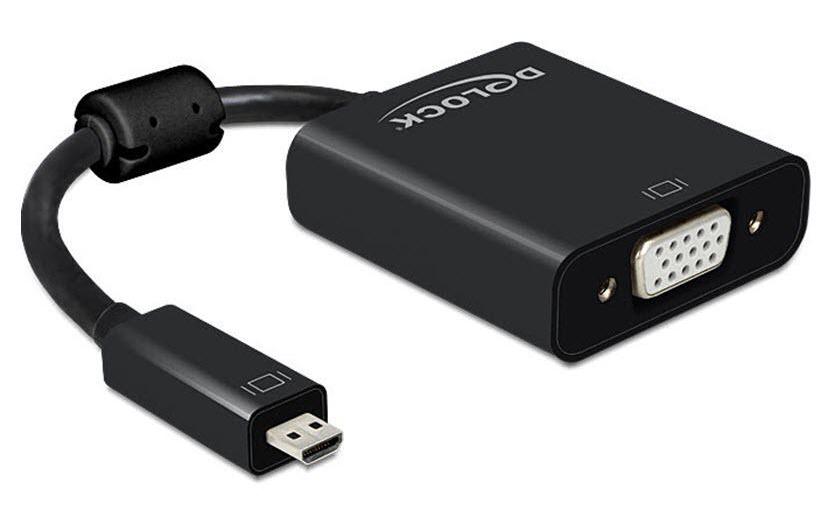 Adapterkabel Micro-HDMI – VGA mit AudioAdapter HDMI Micro-D Stecker > VGA Buchse mit Audio schwarz