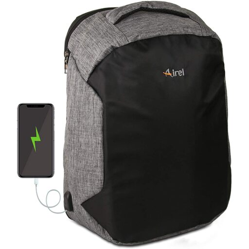 Mochila para laptop Airel à prova d'água e inteligente com porta USB e carregador, 46 x 33 x 16 cm / 15,6 polegadas
