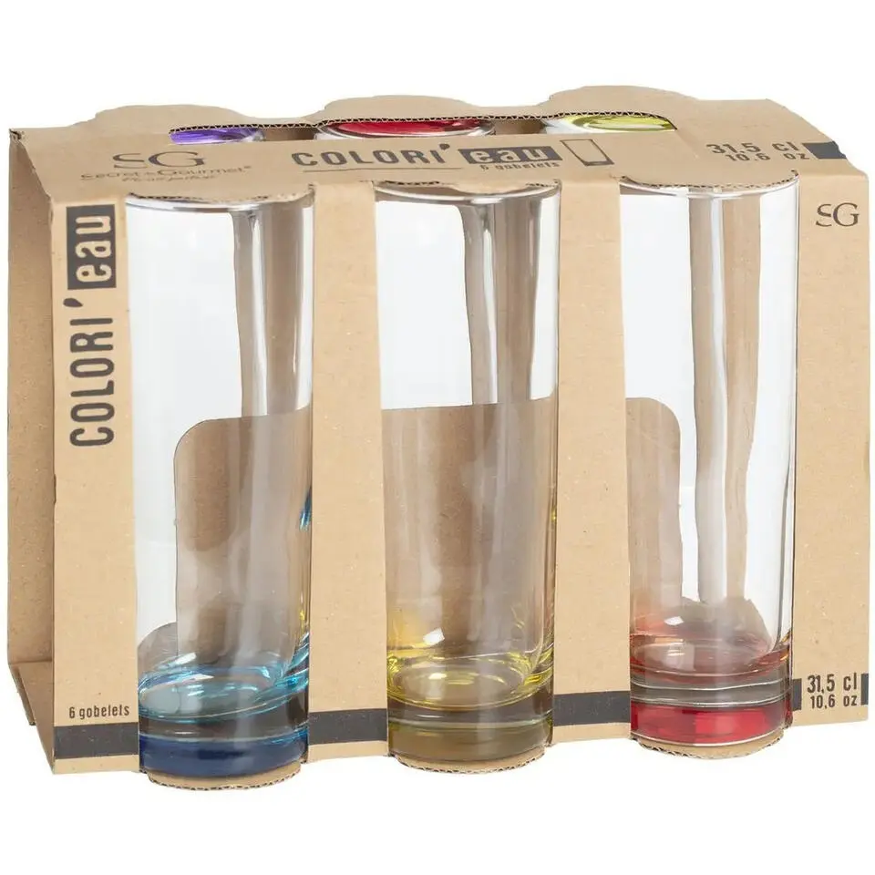 Secret de Gourmet Longdrink glazen - 6x - Colori - 310 ml