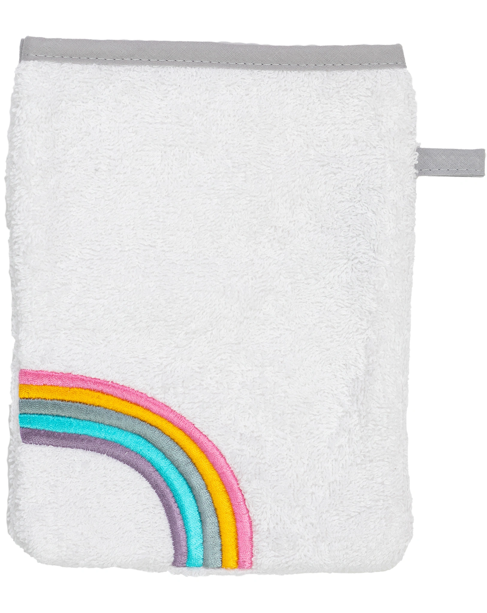 Waschhandschuh WISCH & WEG - REGENBOGEN (16x21) in weiß