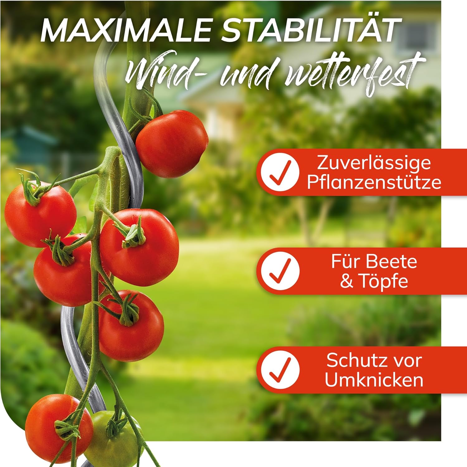 bellissa – Tomatenspirale Rankhilfe aus Aluminium 20er Set 150cm & Ø 12mm - Pflanzenstütze für Tomaten, Gurken etc. - Stabile Pflanzstäbe für Garten, Hochbeet & Töpfe – wetterfest & wiederverwendbar