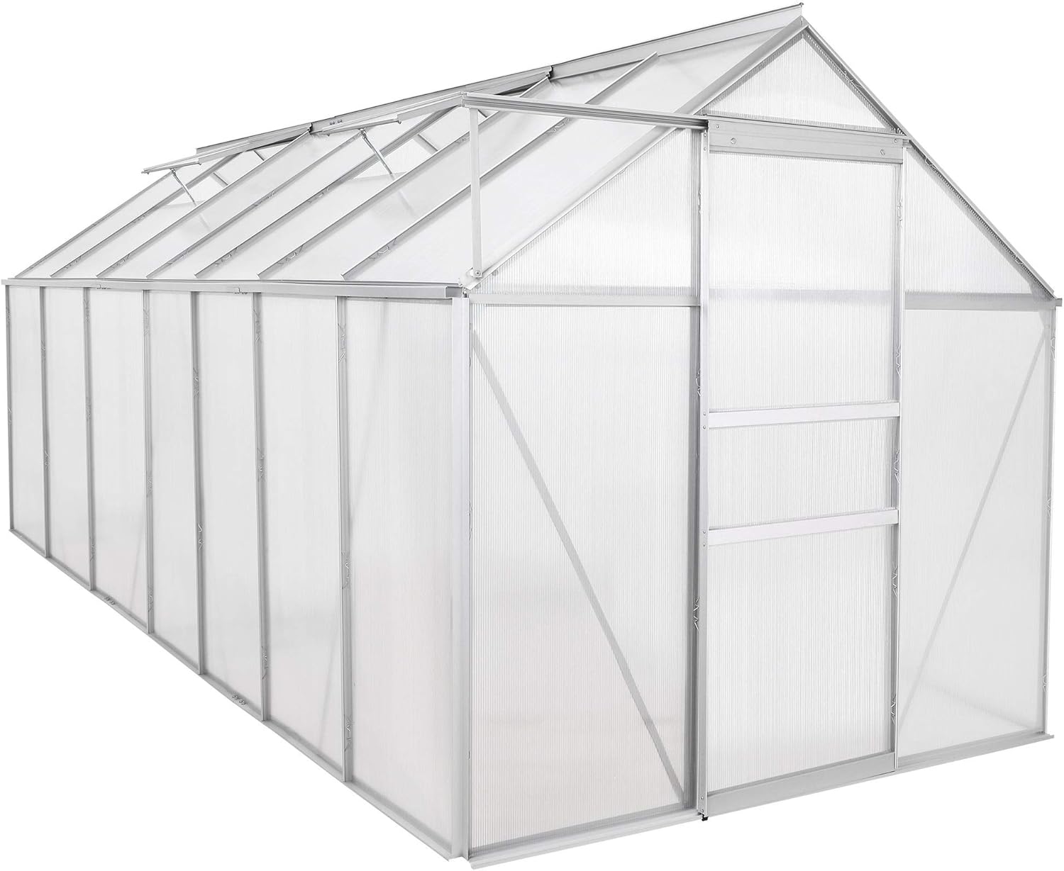 Zelsius Aluminium Gewächshaus 430 x 190 cm | 6 mm Hohlkammerplatten, UV-beständig, Winterfest | Treibhaus, Pflanzenhaus, Tomatenhaus, Frühbeet, Anbau Gewächshaus, Tomatengewächshaus, Gartenhaus