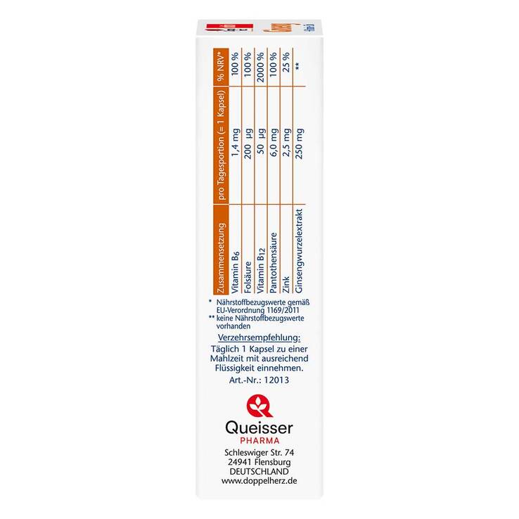 Doppelherz Ginseng 250 + B-Vitamine + Zink Kapseln, 30 St