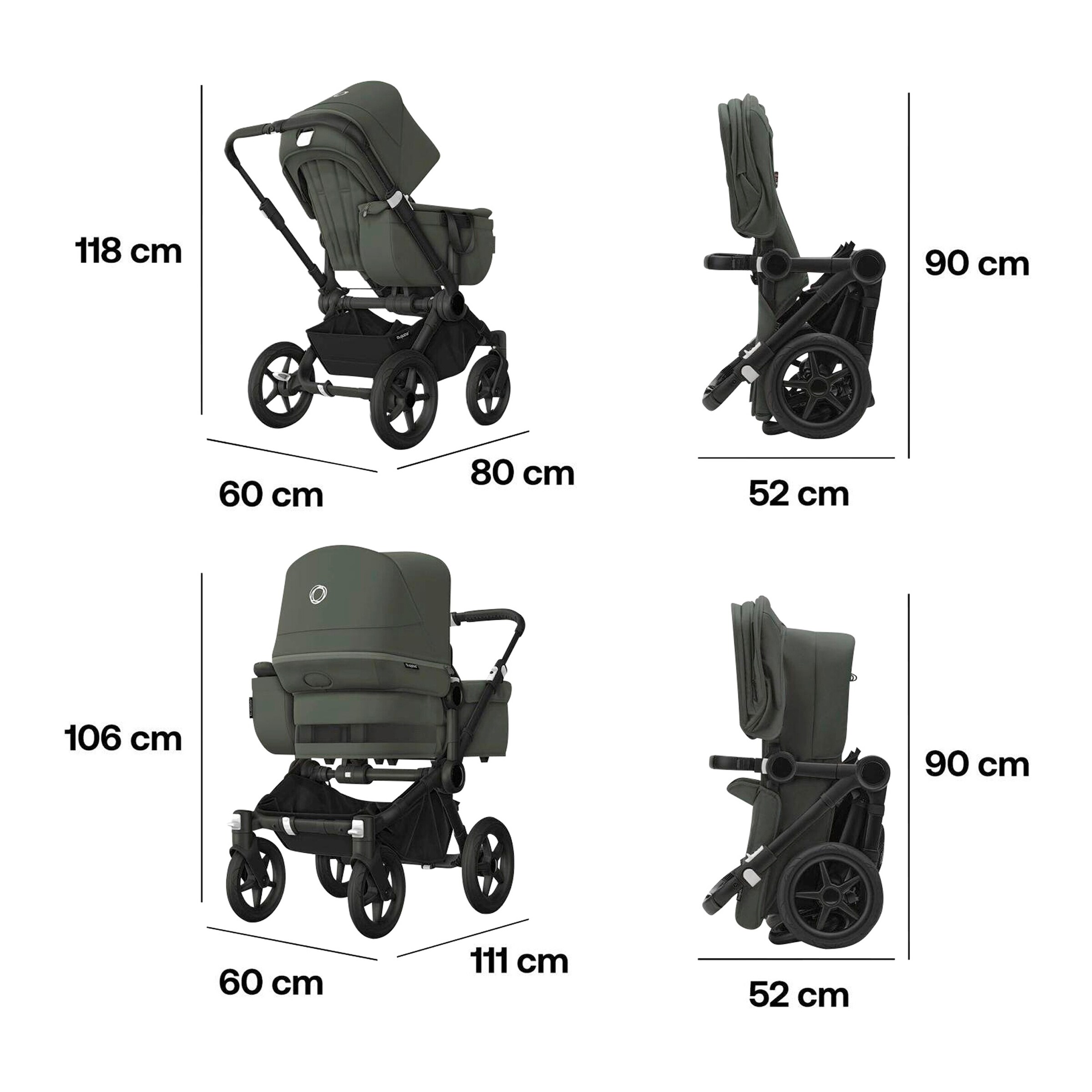Bugaboo - DONKEY 5 Kombikinderwagen black / forest green