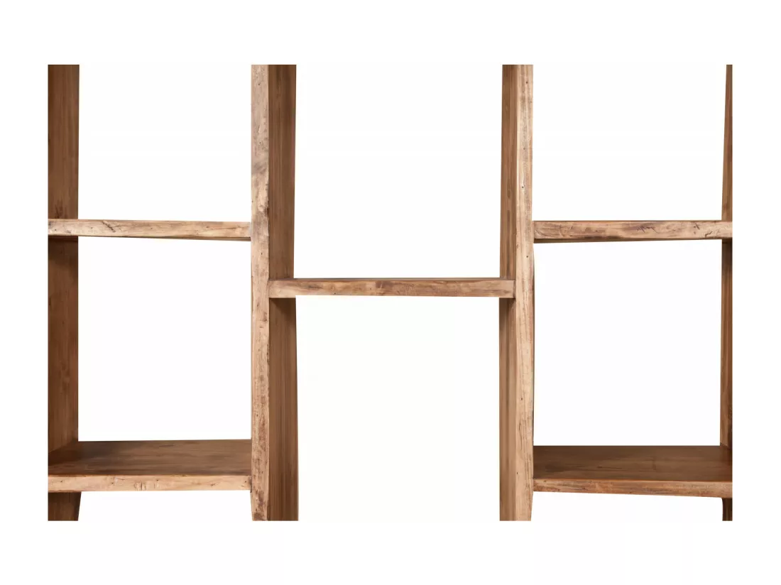 BISCOTTINI Armoire - Bois de tilleul massif finition naturelle vieillie - Polyvalente - Rangement - Jardin - Salon - Cuisine - Salle à manger - Étagères - Chambre - Buffet - 121x36x200cm