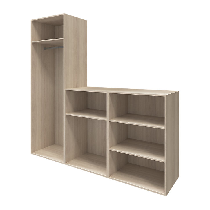 Ensemble de meubles de rangement portes battantes et tiroirs effet chêne GoodHome Atomia H. 225 x L. 225 x P. 60 cm