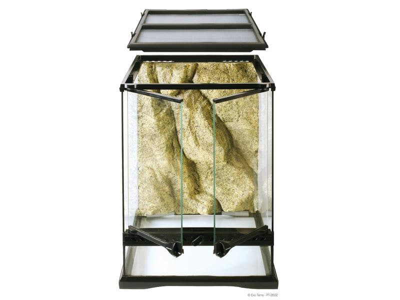 Exo Terra Glasterrarium Natural Mini/Tall, 30 x 30 x 45 cm Terrarium für Reptilien und Amphibien inkl. Steinmotivrückwand