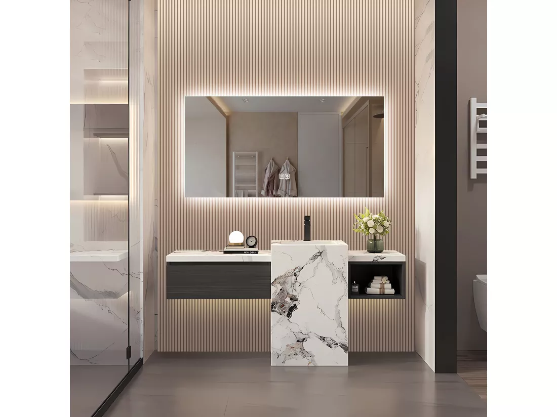 Miroir Salle de Bain avec Éclairage - 60 x 120 cm - Miroir LED Salle de Bain - avec Anti-buée et 3 Couleur Changeable