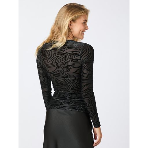 Neo Noir Ella Zebra Burnout Bluse, Black, 36