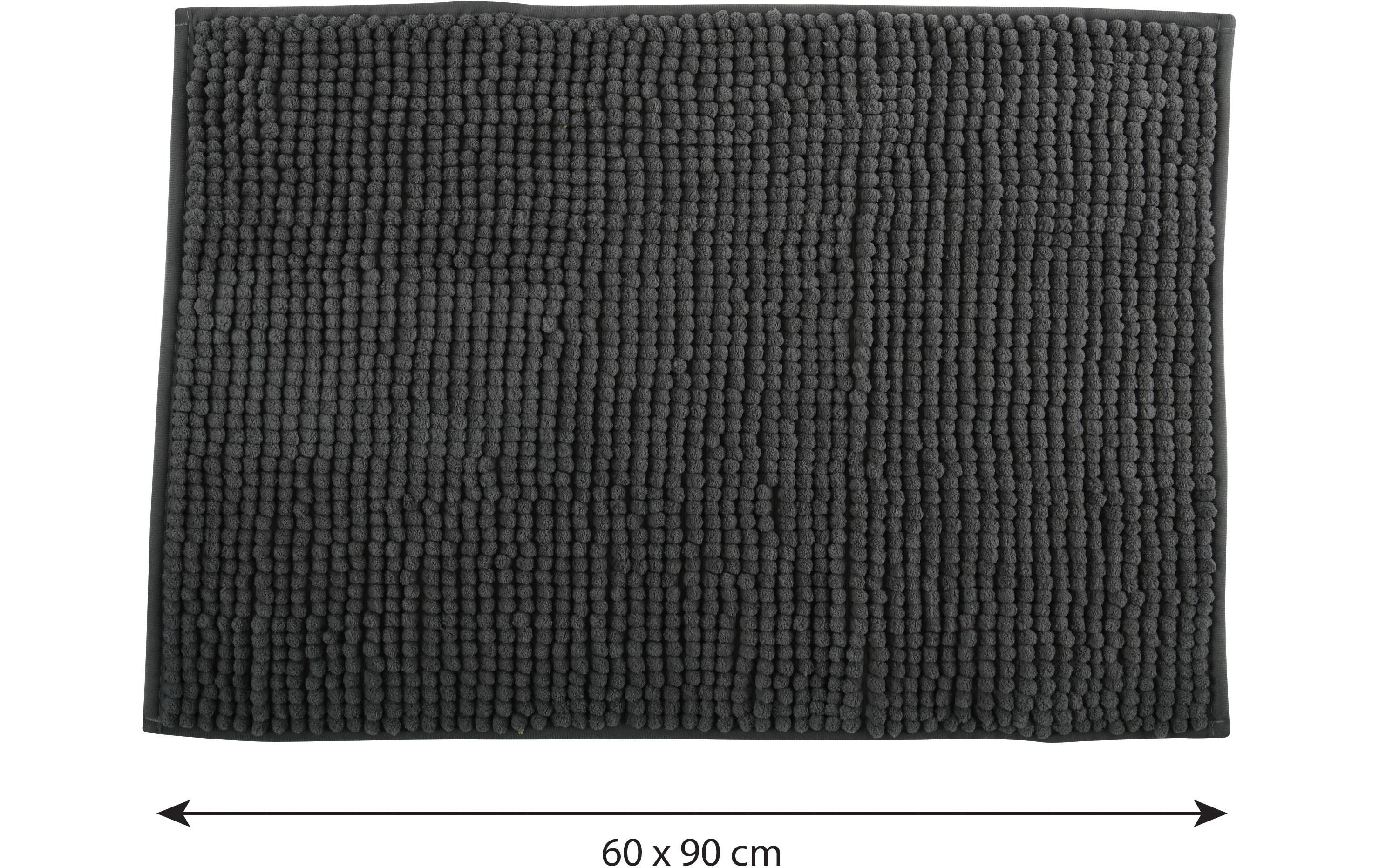 Badteppich Chenille 60 x 90 cm, DunkelgrauBadematte mit rutschfester Unterseite