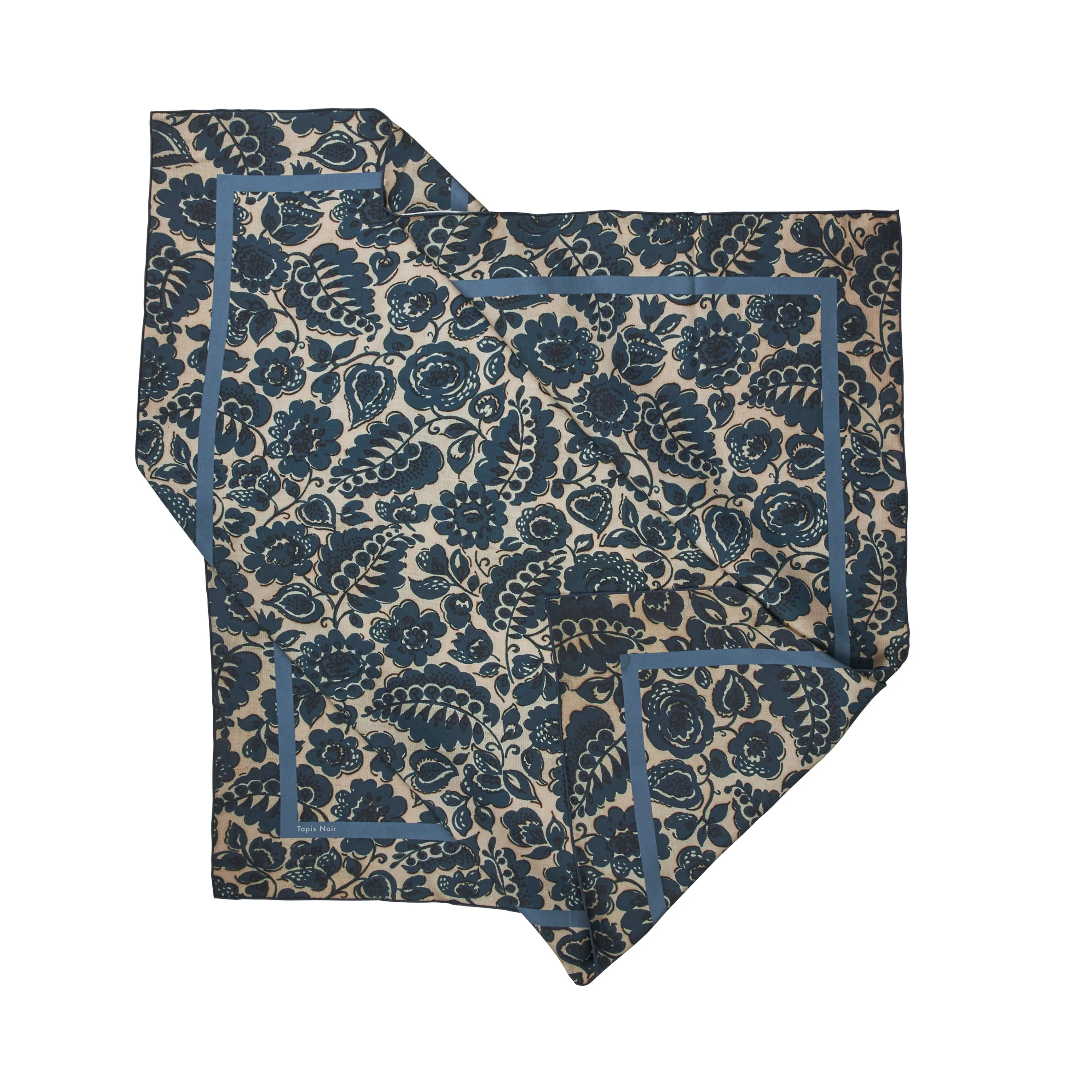 Tapis Noir  Classical Blue Flower silketørklæde - blå