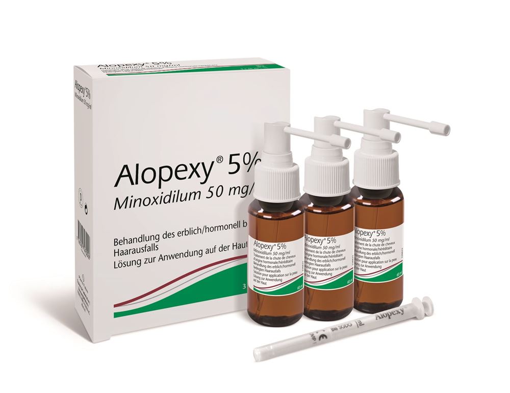 ALOPEXY Lös 5 % Spr 60 ml<br>3 × 60 ml, Spray, Lösung zur Anwendung auf der Haut