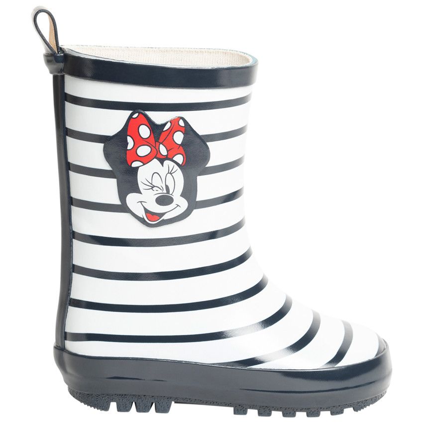 Bottes de pluie pour fille à rayures print Minnie Disney - Bleu marine