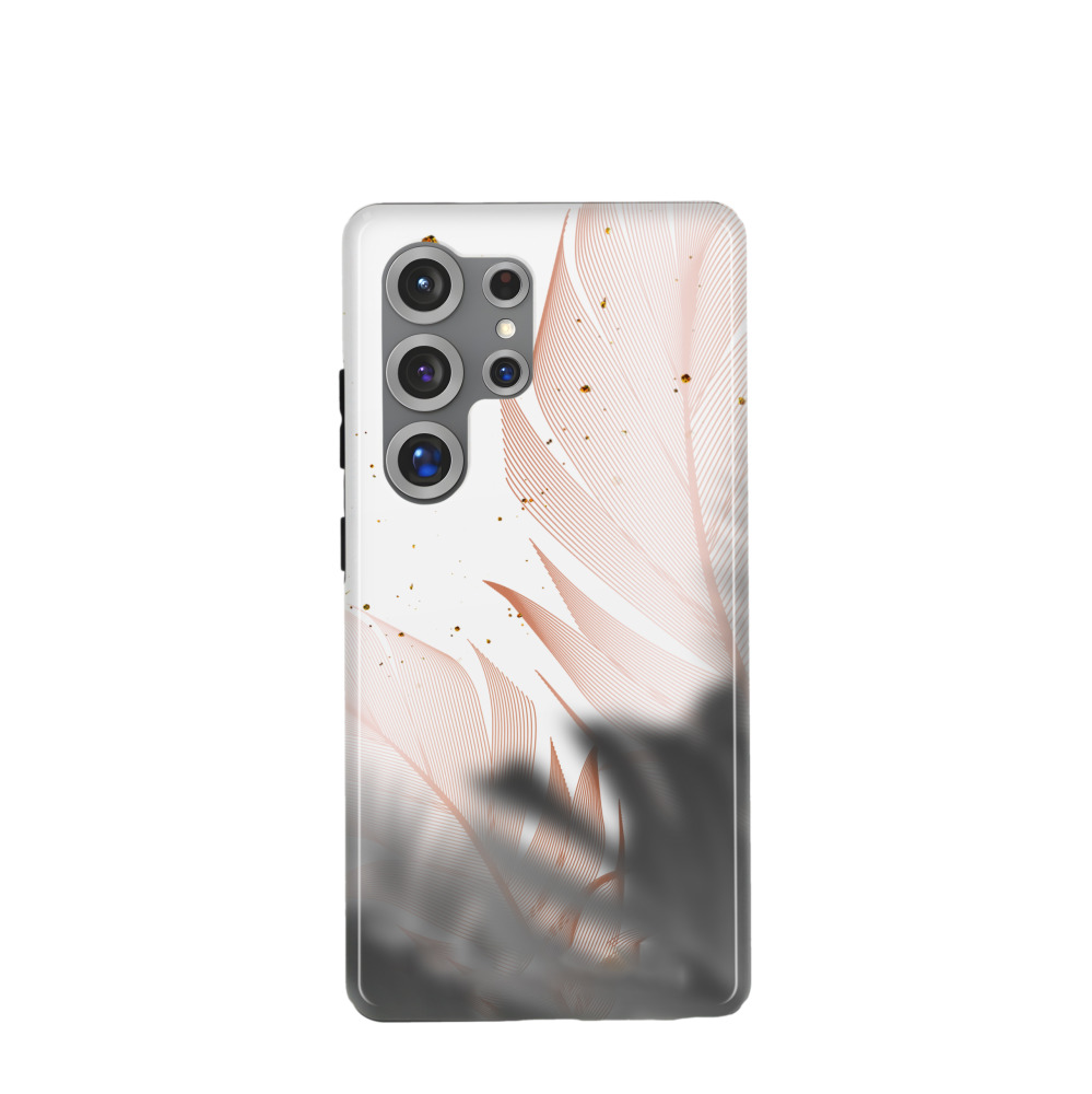 Samsung Galaxy S25 Ultra Hybrid (Kunststoff / Gummi) Hülle Feder Design - Weiss