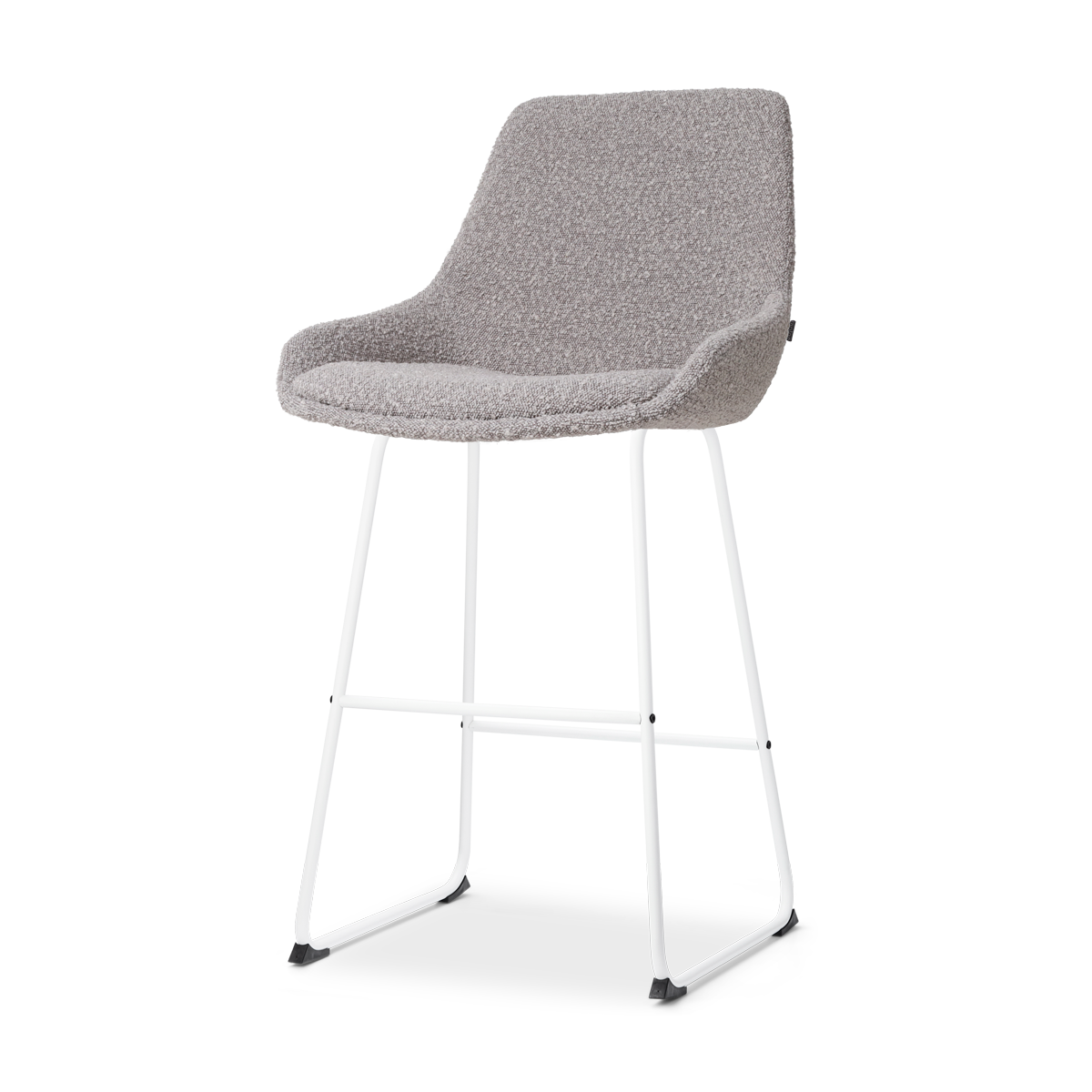 Barkruk Nino-Isa bouclé taupe - wit onderstel - 65 cm