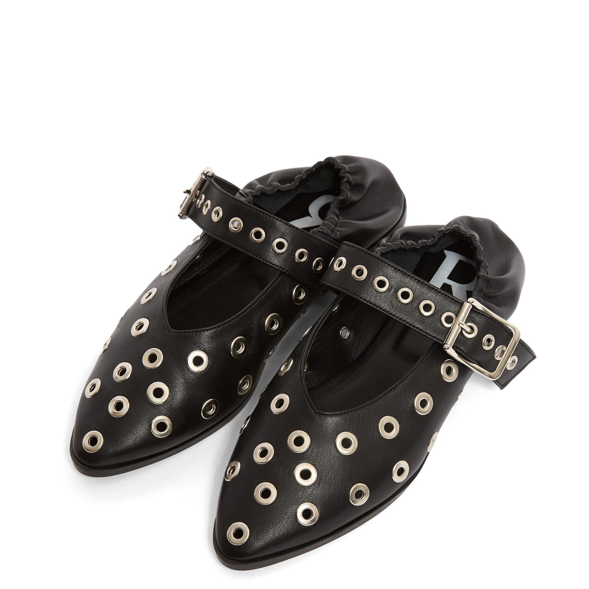 GIA - Ballerines en cuir à oeillets | Noir