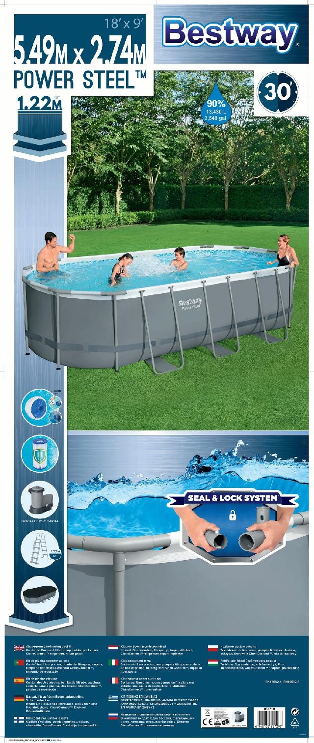 Bestway Zwembad power steel set ovaal grijs 549