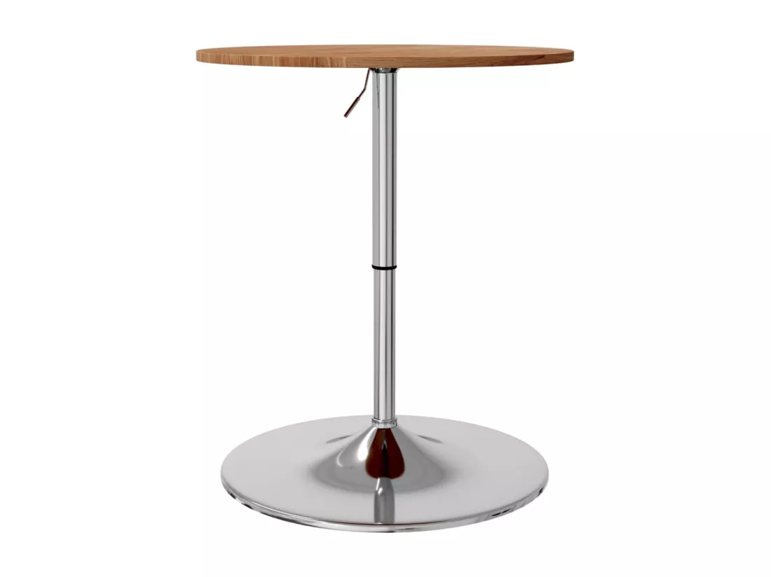 Table de bar marron clair Ø60x89,5 cm bois massif de chêne