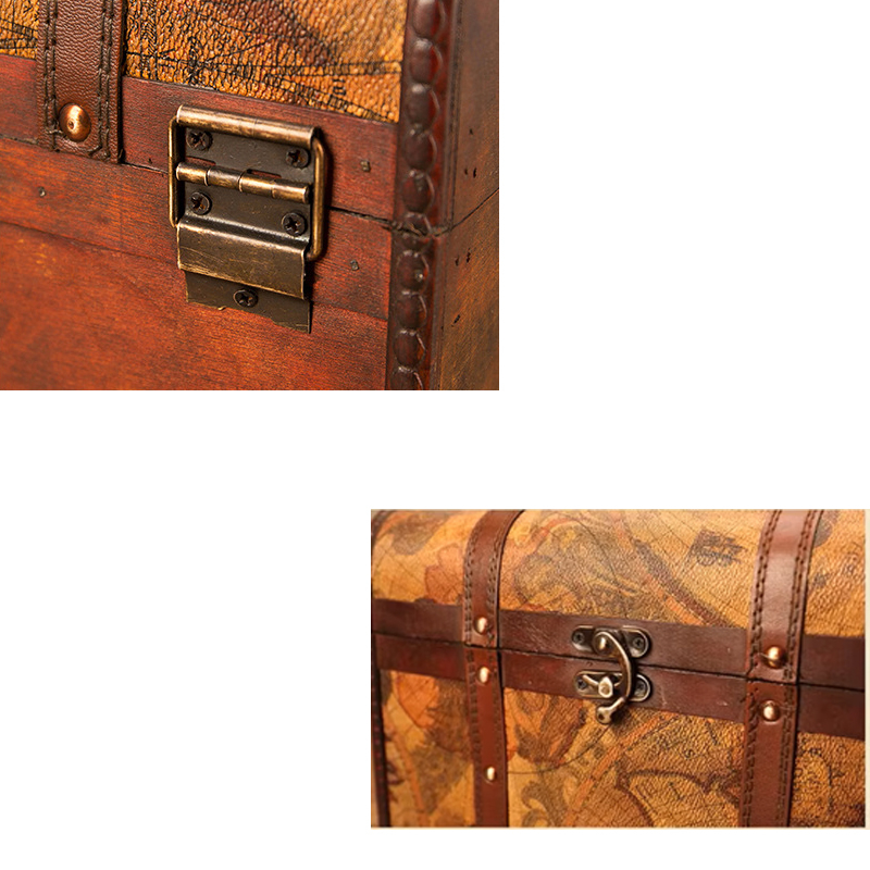 (240x155mm) Holz Schatztruhe Vintage Aufbewahrungs Box Piraten Kiste mit Tragegriff - Braun
