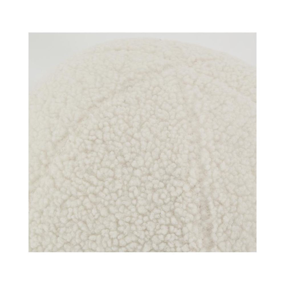 Pouf en tissu bouclettes blanc rond