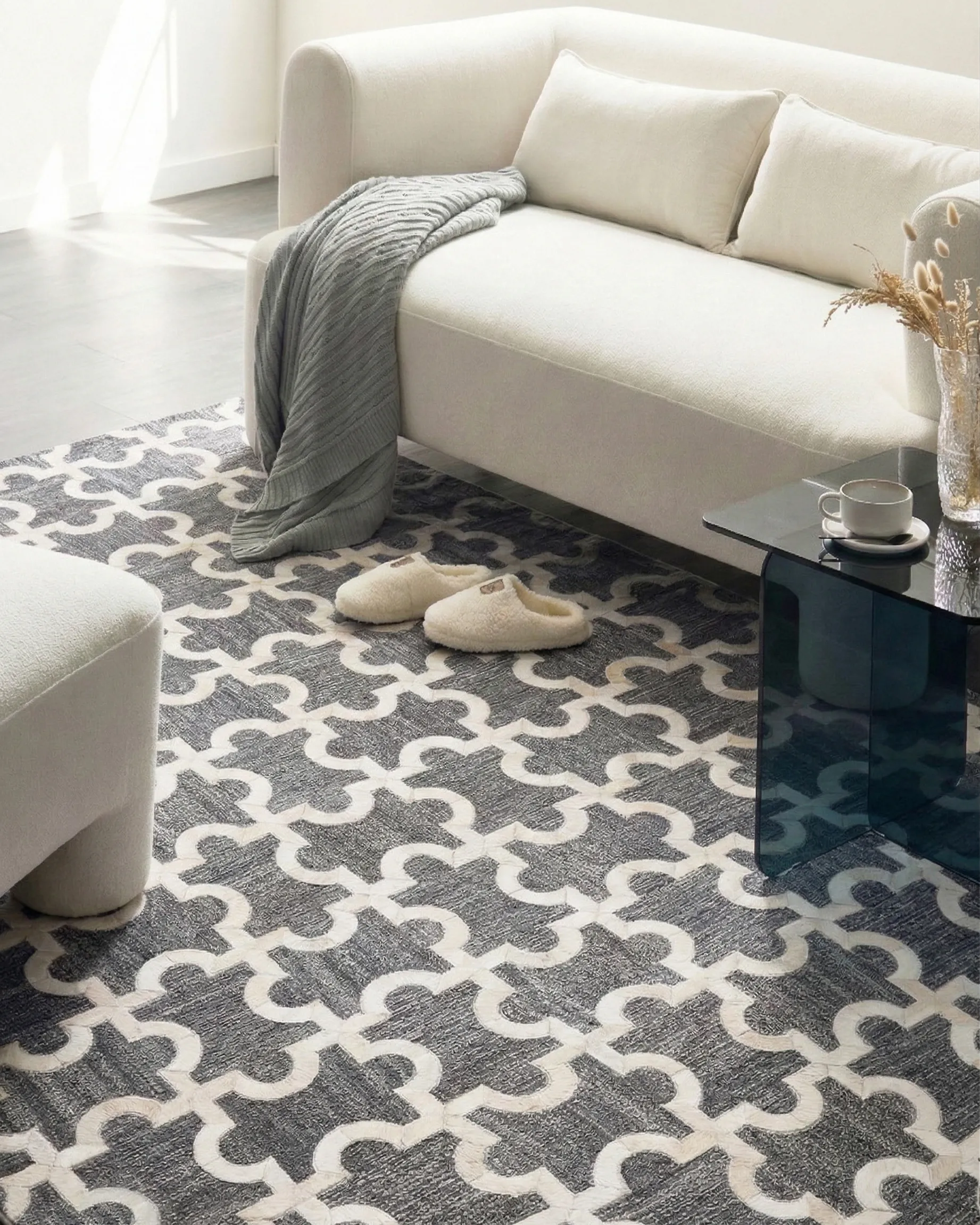 Vloerkleed YEDISU Donkergrijs 160 x 230 cm Leer