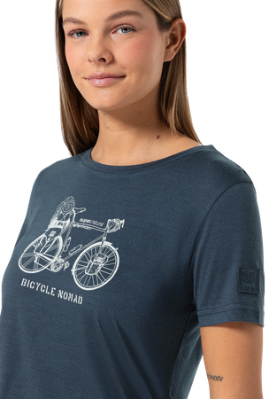 BICYCLE NOMAD BIO Damen-Kurzarm-Merino-Shirt  blueberryfeather grey  S