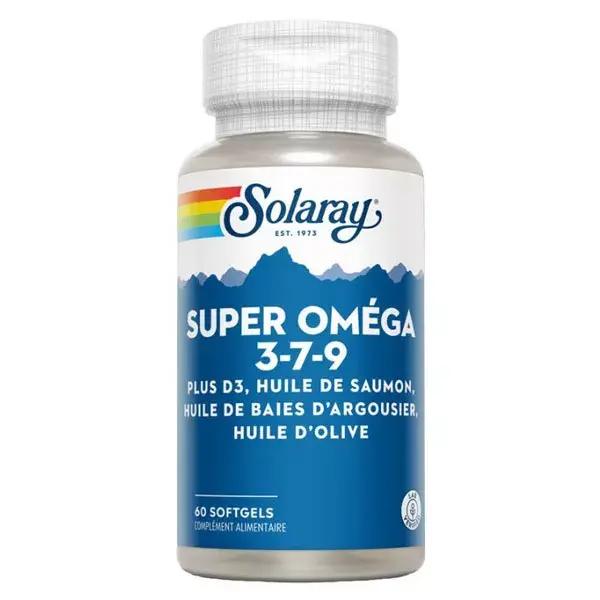 Solaray Super Ômega 3-7-9 + Vitamina D 60 cápsulas