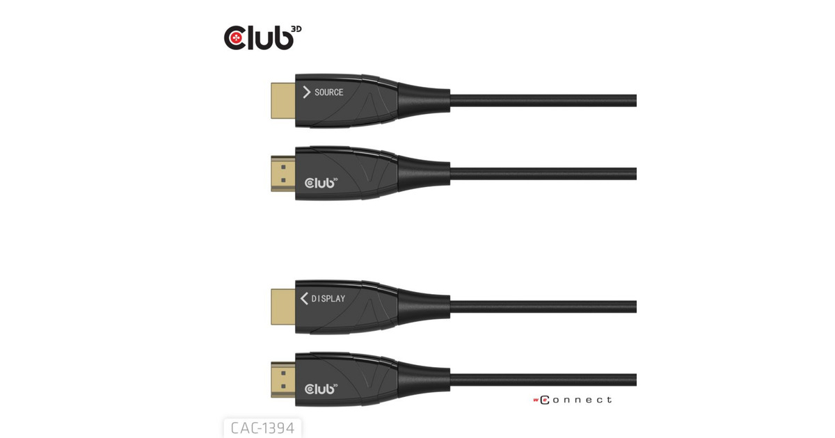 Club 3DHDMI Hybrid AOC Cable 8K60Hz/4K120Hz, 100 m kabel  (Zwart)